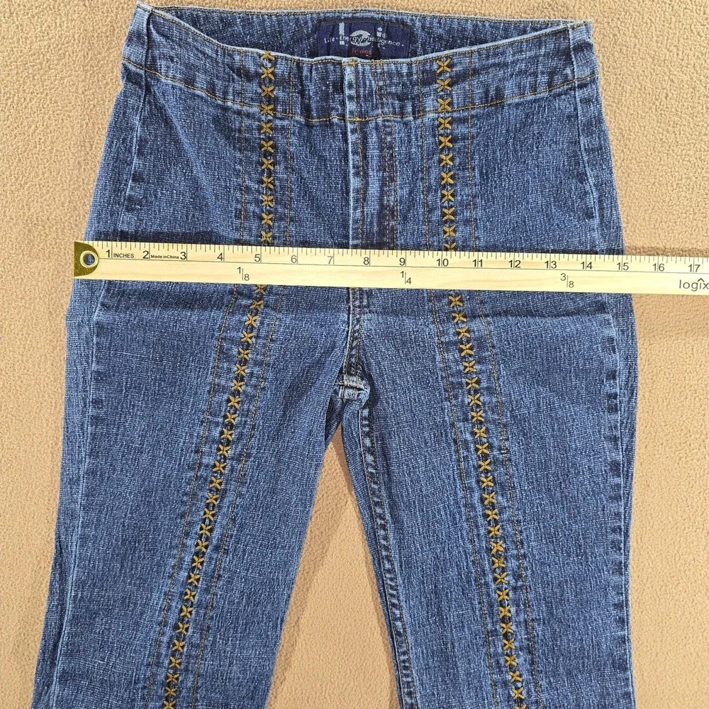 Vintage Y2K L.E.I. Criss-Cross Lace-Up Low Rise Flare Boho Jeans Girls Size 14